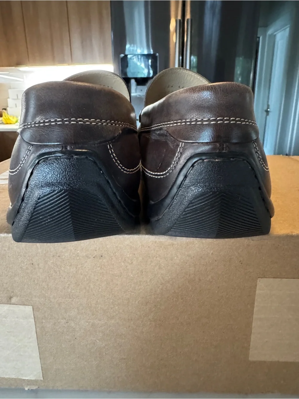 Ecco Men’s Dark Brown Leather Slip-On Loafers size 44